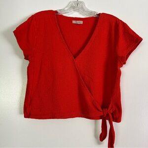 Madewell red wrap shirt